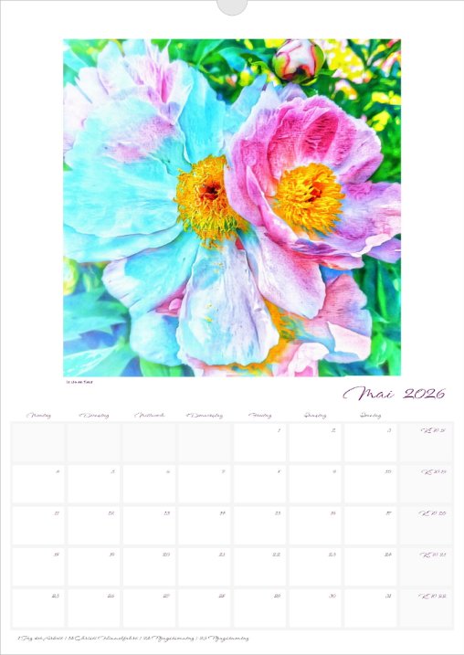 Kalender 'la vie en fleur' 2026 beschreibbar