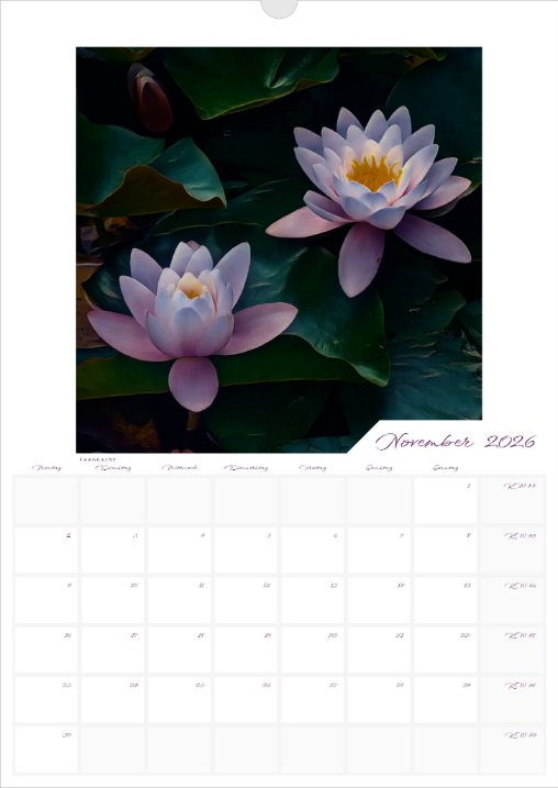 Kalender 'la vie en fleur' 2026 beschreibbar