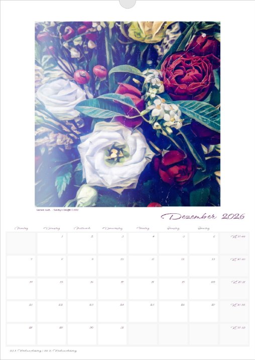 Kalender 'la vie en fleur' 2026 beschreibbar