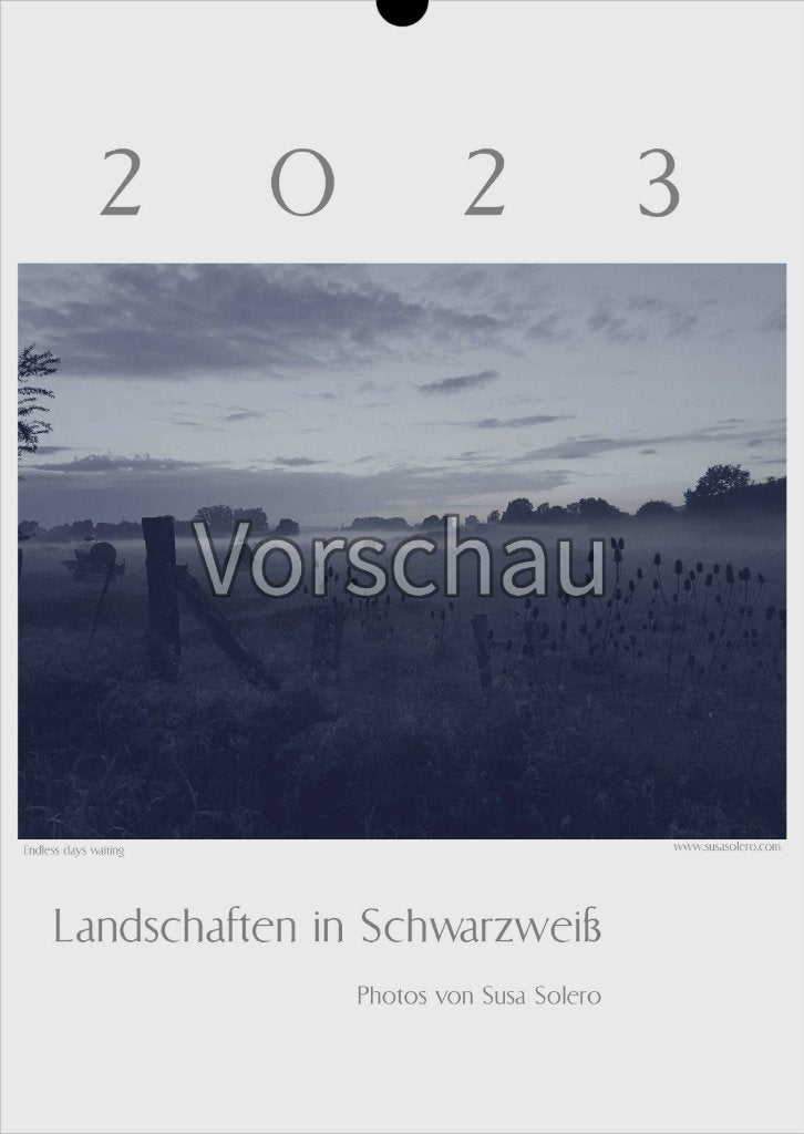 Landschaftskalender 2023 Schwarzweiß, beschreibbar