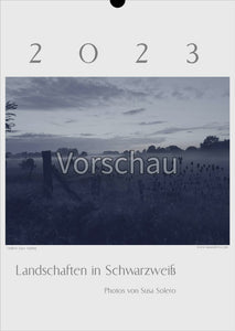 Landschaftskalender 2023 Schwarzweiß, beschreibbar